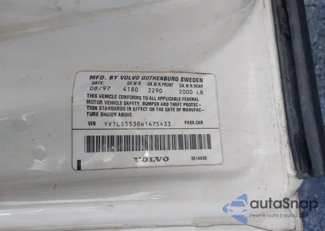 1998 Volvo S70 Gtas/Gtms z USA, uszkodzony, nr VIN YV1LS5538W1475433